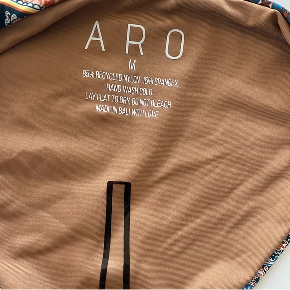 ARO Swim Romeo Blue Patches Print Bikini Bottoms Sz M NWT Cheeky String sides - Picture 4 of 8